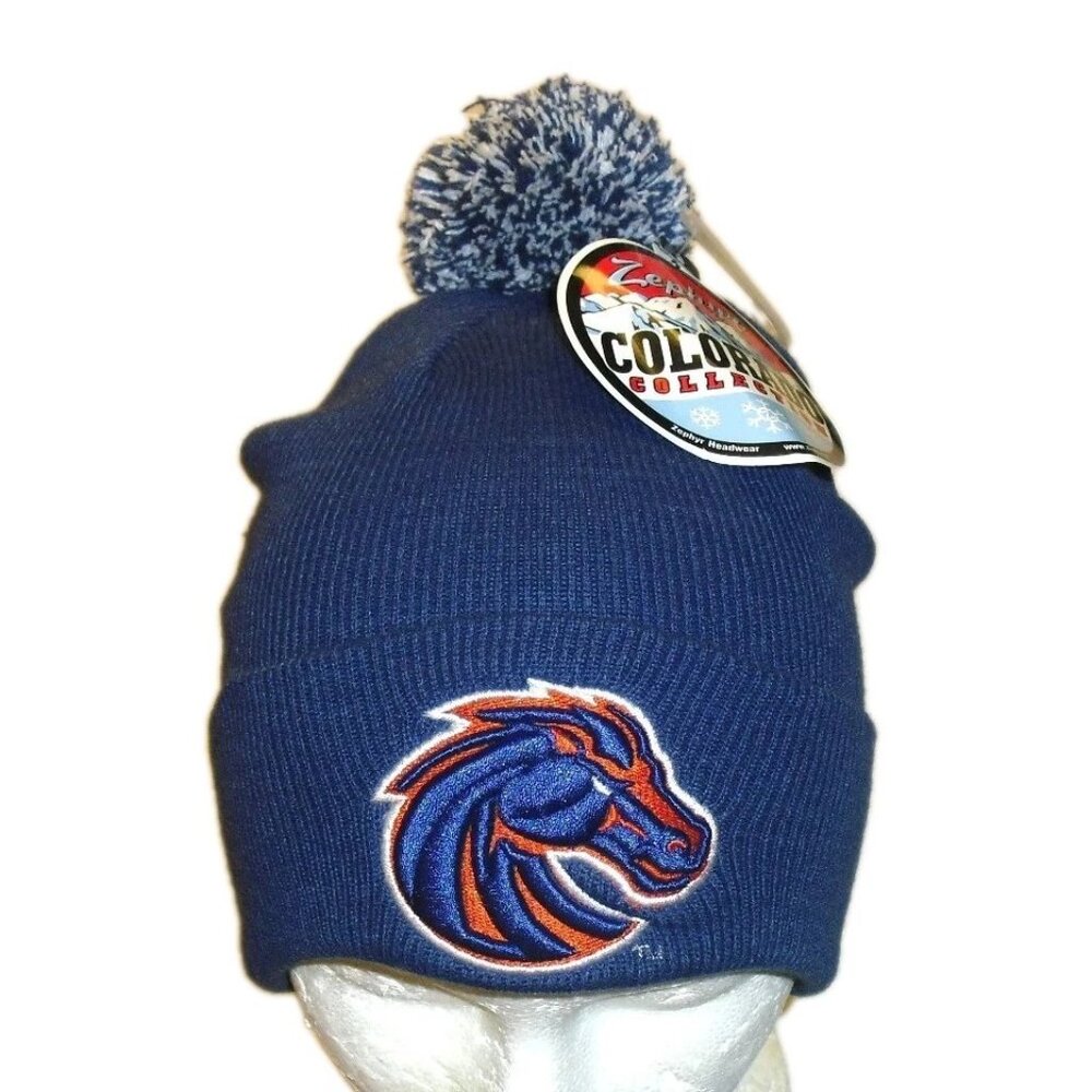 Boise State Broncos Zephyr Kids Youth Pom Beanie Winter Hat Cap New Tags Ncaa